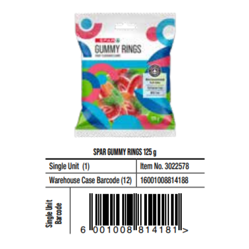 SPAR GUMMY RINGS 125Gx12' (RF)
